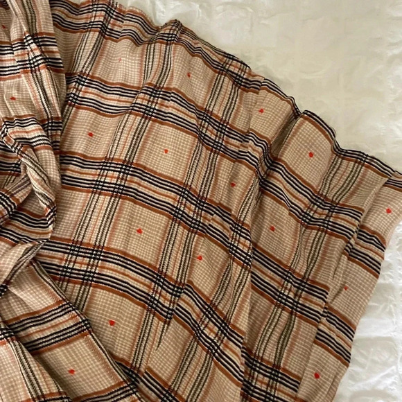 RARE AFRM plaid with hearts open slit midi dress - Picture 2 of 9